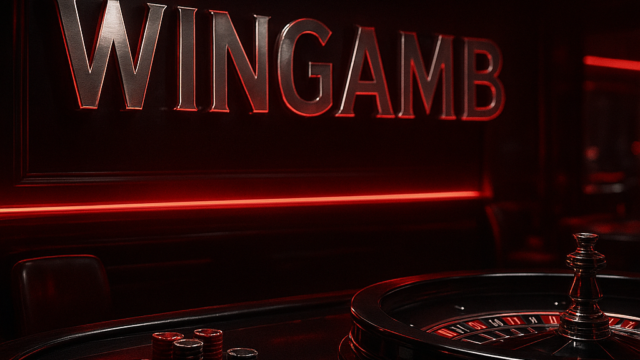 Wingamb betting odds guide with illuminated casino lettering and premium roulette table